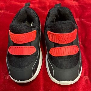 Nike Black and Red Sneakers with Velcro Straps